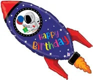 Birthday Space Rocket Supershape Foil Balloon
