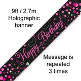 Happy Birthday Pink and Black Banner