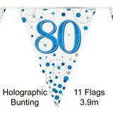 Happy 80th Birthday Blue Sparkling Fizz Bunting