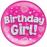 Birthday Girl Holographic Pink Badge Jumbo
