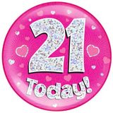 21 Today Holographic Pink Badge Jumbo