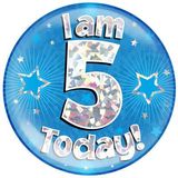 I am 5 Today Holographic Blue Badge Jumbo
