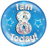 I am 8 Today Holographic Blue Badge Jumbo
