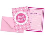 Baby Shower Pink Invitations 8pkt