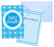 Baby Shower Blue Invitations 8pkt