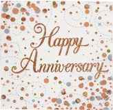 Happy Anniversary Sparkling Fizz Rose Gold Napkins 16pkt