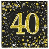 40 Sparkling Fizz Black and Gold Napkins 16pkt