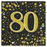 80 Sparkling Fizz Black and Gold Napkins 16pkt