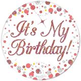 Happy Birthday Sparkling Fizz Rose Gold Badge Small