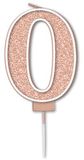 Sparkling Fizz Rose Gold Number 0 Candle