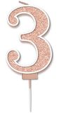 Sparkling Fizz Rose Gold Number 3 Candle