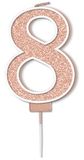 Sparkling Fizz Rose Gold Number 8 Candle