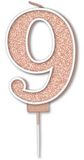 Sparkling Fizz Rose Gold Number 9 Candle