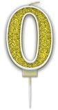 Sparkling Fizz Gold Number 0 Candle