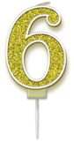 Sparkling Fizz Gold Number 6 Candle