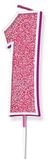 Sparkling Fizz Pink Number 1 Candle