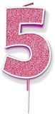 Sparkling Fizz Pink Number 5 Candle