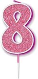 Sparkling Fizz Pink Number 8 Candle