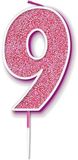 Sparkling Fizz Pink Number 9 Candle