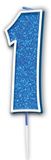 Sparkling Fizz Blue Number 1 Candles