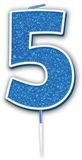Sparkling Fizz Blue Number 5 Candles