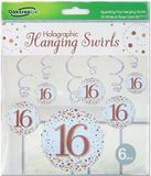 16 Sparkling Fizz Rose Gold Hanging Swirl Decorations