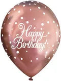 Happy Birthday Rose Gold Fizz 11'' Latex Balloons - 6 Pack