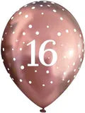 Age 16 Rose Gold Sparkle Latex Balloons - 6 Pack