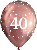 Age 40 Latex Balloon Rose Gold Sparkle - 6 Pack