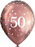 Age 50 Latex Balloon Rose Gold - 6 Pack