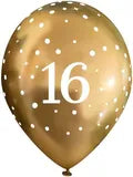 Age 16 Gold Sparkle Latex Balloons - 6 Pack