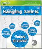 Happy Birthday Blue Hanging Swirl Decorations