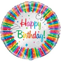 Happy Birthday Rainbow Ribbons 18" Foil Balloon
