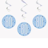 80 Glitz Blue Hanging Swirl Decorations 6pkt