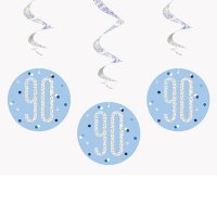 90 Glitz Blue Hanging Swirl Decorations 6pkt
