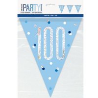Happy 100th Birthday Glitz Blue Bunting