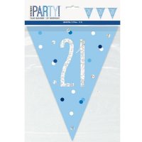 Happy 21st Birthday Glitz Blue Bunting