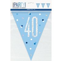 Happy 40th Birthday Glitz Blue Bunting