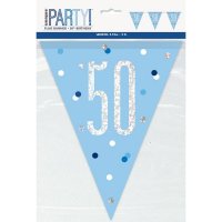 Happy 50th Birthday Glitz Blue Bunting