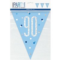Happy 90th Birthday Glitz Blue Bunting
