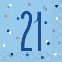 21 Glitz Blue Napkins 16pkt