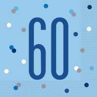 60 Glitz Blue Napkins 16pkt