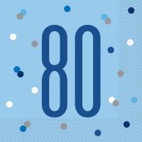 80 Glitz Blue Napkins 16pkt