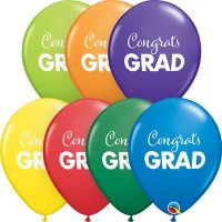 Congrats Grad Bright 11" Latex Balloons 25 Pack (also available in singles)