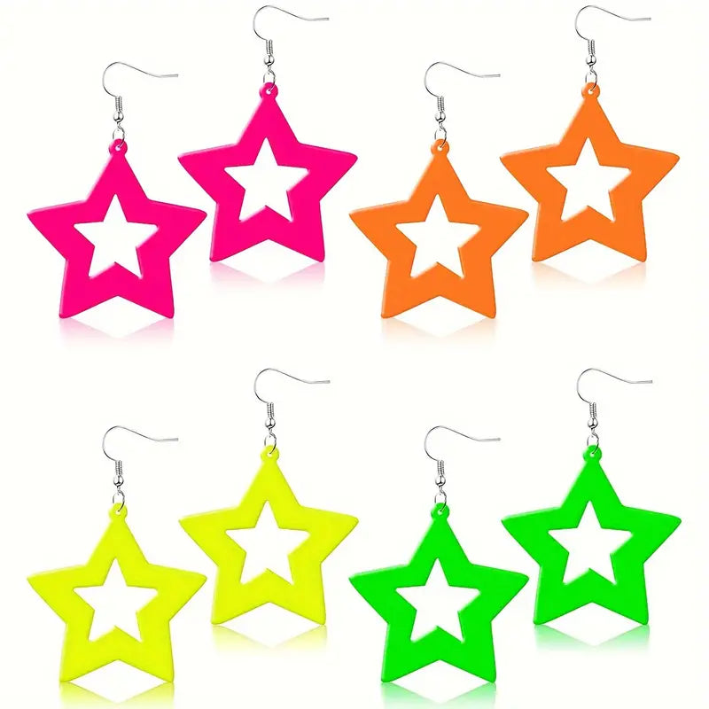 80's Neon Star Earrings
