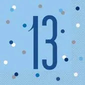 13 Glitz Blue Napkins 16pkt