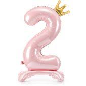 Airfilled Stand-up 25'' Foil Number Balloon Pink Crown - 2