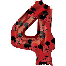 Giant Foil Mickey Mouse Number Balloon - 4