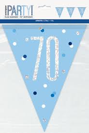 Happy 70th Birthday Glitz Blue Bunting