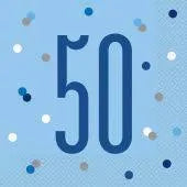 50 Glitz Blue Napkins 16pkt
